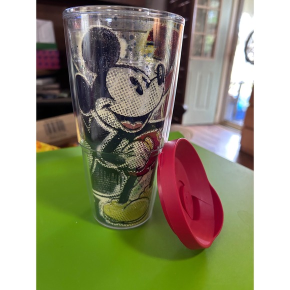 Disney Other - Mickey Mouse Double Wall Tumbler Red Lid Disney Graphic Travel Cup